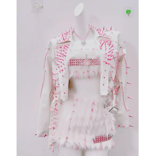 y2k Leather jacket  gothic Leather Jacket gothic clothes y2k clothes CrossLeather Jacket Rivet Jacket harajuku Leather Jacket