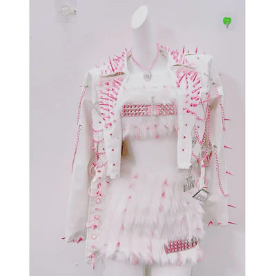 y2k Leather jacket  gothic Leather Jacket gothic clothes y2k clothes CrossLeather Jacket Rivet Jacket harajuku Leather Jacket