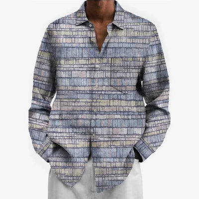 Hawaiian Button Up Shirts Stripes Printed Abstract Graphics Full Sleeve Streetwear Breathable Casual Men Dress Shirt Clothing