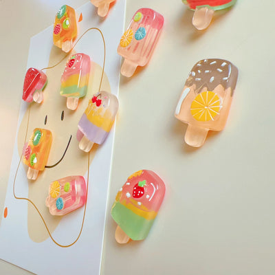 6pcs Magnetic Fridge Magnets Set] 6pcs Set of Fruit & Ice Cream Magnetic Fridge Magnets - Strawberry, Watermelon Designs