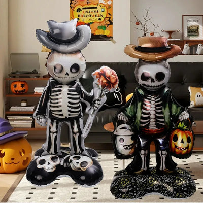 Halloween Balloon Giant Ghost Pumpkin Skull Castle Aluminum Film Standing Balloon for Halloween Party Yard Garden Scary Decor