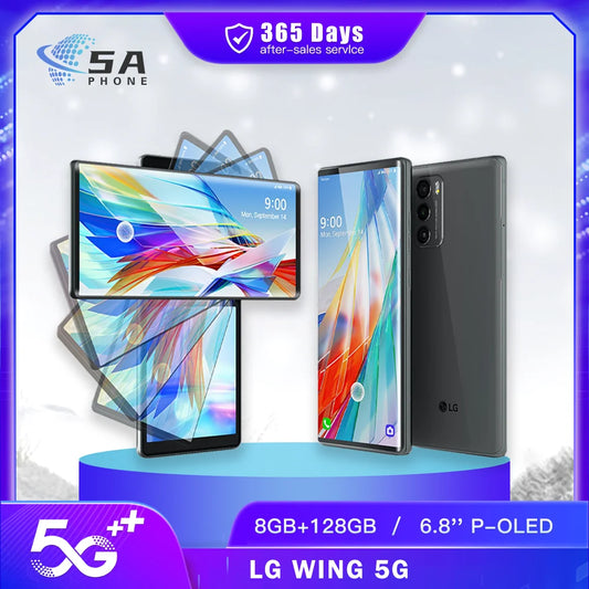 Unlocked Original LG WING 5G CellPhone F100VM F100TM F100N F100 4G LTE Mobile Phone 6.8'' 128GB ROM Android WING SmartPhone
