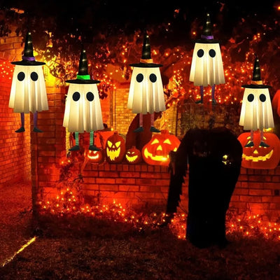 Scary Luminous Halloween Hanging Ghost Flashing with Witch Hat Halloween Hanging Ornament Floating LED Specter Haunted House