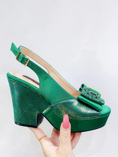 2024 Newest Wedding Women Shoes Nigeria Africa 10cm High Heels Party Gathering Crystal Design Women Shoes Fashion Ladies Shoes