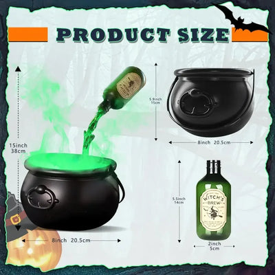 Halloween WitchCauldron with LED Light & Fog Mist Maker Skeleton Decor for Spooky Hocus Pocus Party, Home, Halloween Party