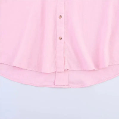 HipSeam Wide Sleeved Shirt Women Spring Asymmetric Hem Button Women's Shirts Simple Lady Johnny Collar Linen Shirts & Blouses