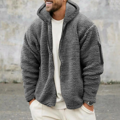 Jacket Men's Winter Jacket Fall Winter Double-sided Fleece Warm Jacket Loose Hooded Casual Jacket Comfortable Fabric