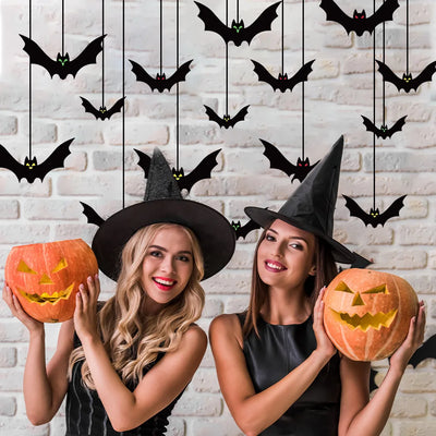 18pcs Bat Pendant Halloween Decoration Terrifying Atmosphere Photography Props Party Supplies Background Decoration Pendant