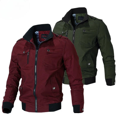 Men's WorkJacket Autumn Fashion Solid Color Pure Cotton Soft Shell Windproof Outdoor Hunting Work Jacket Men's Retro Coat