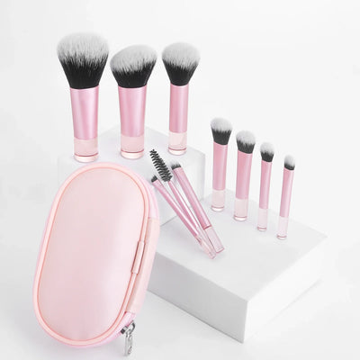 Makeup Brush Sets,10pcs Plastic mini with bag multifunctional Makeup Brush at home or On-the-Go  beauty  Sculpting Brush