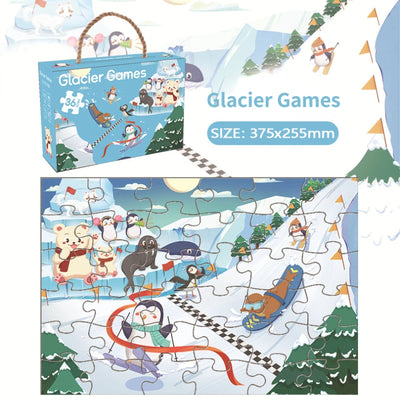 36pcs Carrying Jigsaw Puzzle Children Paper Large Pieces Puzzle Enlightenment Gift 3-6 Years Old Baby Toys Toddler Puzzle