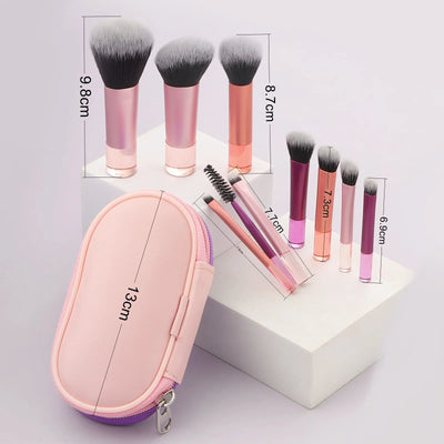 Makeup Brush Sets,10pcs Plastic mini with bag multifunctional Makeup Brush at home or On-the-Go  beauty  Sculpting Brush