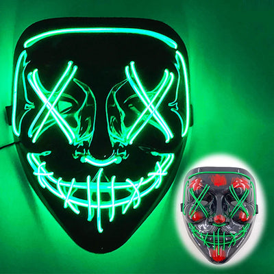 Led Mask Halloween Party Masque Masquerade Masks Neon Light Mask Mascara Horror Maska Glowing Purge Mask Glow In The Dark