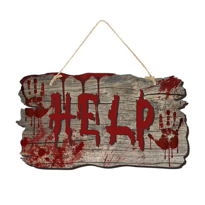 Scary Halloween Blood Handprint Pendant Funny Paper Wooden Door Hanging Decoration Festive Blood Handprint Banner
