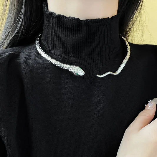 Inlaid Rhinestone Snake Necklace for Women Light Luxury Personalized Collar New Style Chokers Necklaces Stylish Unique Jewelry