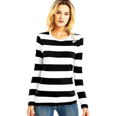 Red White Striped T Shirt for Women Round Neck Long Sleeve Tees for Women Colorful Stripes Summer Casual Autumn