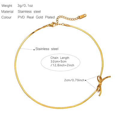 Bow Collarbone Necklace Stainless Steel Jewelry Personality Girl Party Accessories Snake Bone Chain