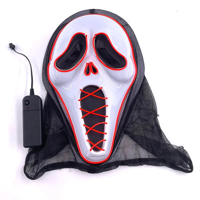 2025 Halloween Horror Mask Luminous LED Light Party Mask Adult Full Face Headgear Night Mask Glowing In Happy Halloween