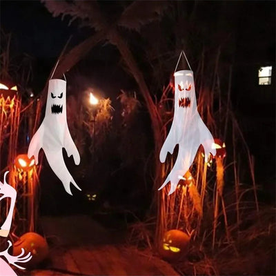Halloween Ghost Hanging Decorations, Indoor Outdoor Yard Flags Party Supplies, Spooky Home Decoration Accessories