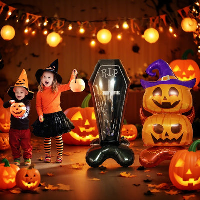 Halloween Balloon Giant Ghost Pumpkin Skull Castle Aluminum Film Standing Balloon for Halloween Party Yard Garden Scary Decor