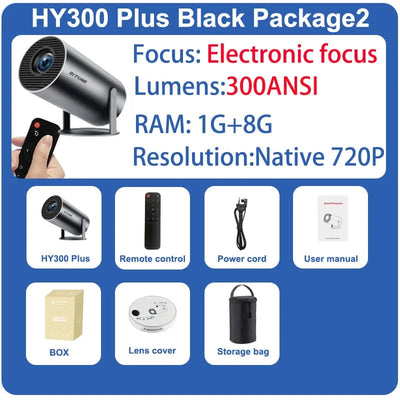 DITONG HY300 Plus Projector Android 4K 1280*720P Dual Wifi 300ANSI Video Cinema Outdoor Portable  home hd led HY300 Pro Projetor