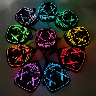 Led Mask Halloween Party Masque Masquerade Masks Neon Light Mask Mascara Horror Maska Glowing Purge Mask Glow In The Dark