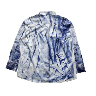 Men's Hawaiian Shirt Blue Striped Human Body Printed Shirt Fashion Elegant Summer PROJECT Shirt Streetwear Lapel Mens Clothing