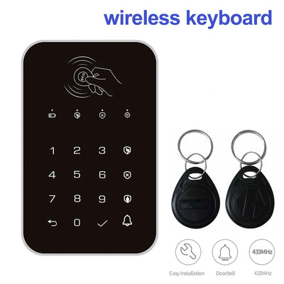 Wireless 433MHz Keyboard Touch Keyboard RFID Card Rechargeable For Remotely Arm / Disarm Home Burglar Security Alarm System