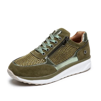 Women Shoes Gold Sneakers Zipper Platform Trainers Women Shoes Casual Lace-Up Tenis Feminino Zapatos De Mujer Womens Sneakers