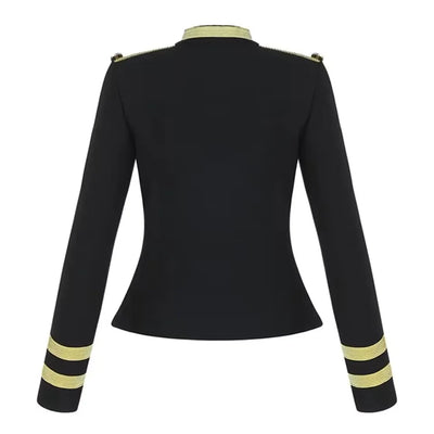 Women's Bandage Jackets Coat Evening Party Black Jacket Elegant Long Sleeve Coats O Neck Christmas Casual High Street  Clothes