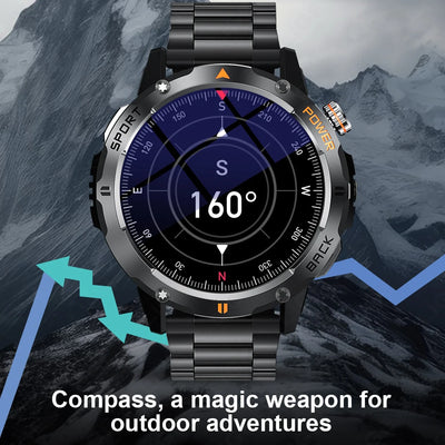 LIGE Smart Watch 1.53 Inch Color Screen Sport LED Flashlight Heart Rate Waterproof Fitness Tracker Bluetooth Call Smartwatch Men