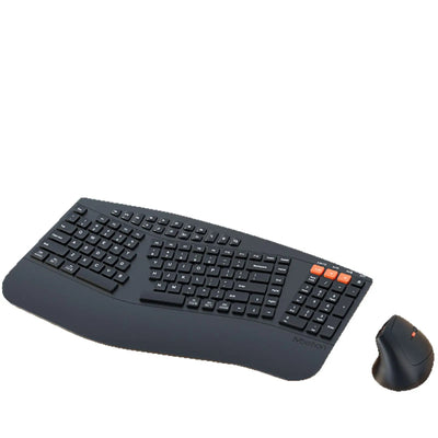 Ergonomic Wireless Keyboard Mouse Combo with Wrist Rest, 2.4G Bluetooth Dual Mode, Silent Click, Multimedia Keys for Office/Home