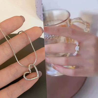 Korean Fashion Necklace for Women Heart Shaped Necklace Pendant Temperament Clavicle Chain Birthday Party Jewelry Gift 목걸이