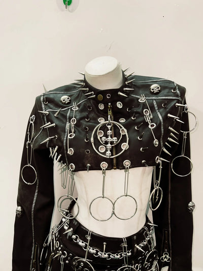 Rivets Jacket Punk Jacket Leather vintage Jacket Skull Jacket  y2k Jacket y2k fashion  gothic Jacket gothic clothes y2k clothes