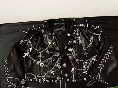 vintage Jacket Skull Jacket y2k Jacket y2k fashion  gothic Jacket gothic clothes y2k clothes Cross Jacket  Punk  Leather Jacket