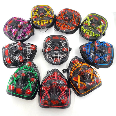 Led Mask Halloween Party Masque Masquerade Masks Neon Light Mask Mascara Horror Maska Glowing Purge Mask Glow In The Dark