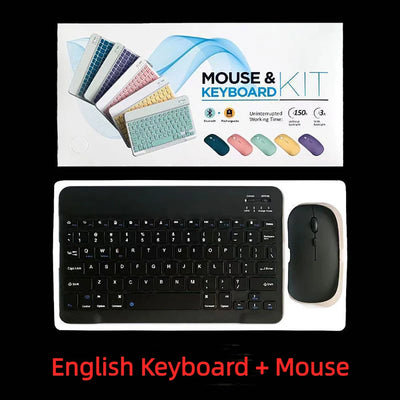 Mini Bluetooth Keyboard And Mouse Set Spanish Russian Keyboards Bluetooth Wireless Keyboard Rechargeable 10 Inch For iPad Tablet