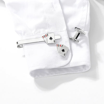 Personality Poker AAAA Cufflinks&Tie Clip Set For Men Suit Tuxedo Blouse Jewelry Accessories