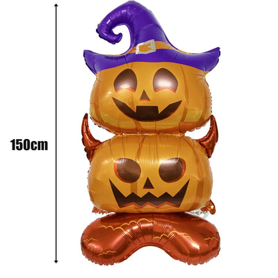 Halloween Balloon Giant Ghost Pumpkin Skull Castle Aluminum Film Standing Balloon for Halloween Party Yard Garden Scary Decor