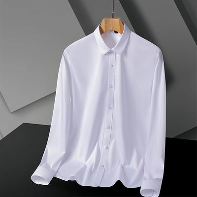 S-8XL New Bamboo Fiber Men Shirt Long Sleeve No Iron Anti-Wrinkle Casual Business Men Shirt Long Sleeve Slim Fit Camisa Social