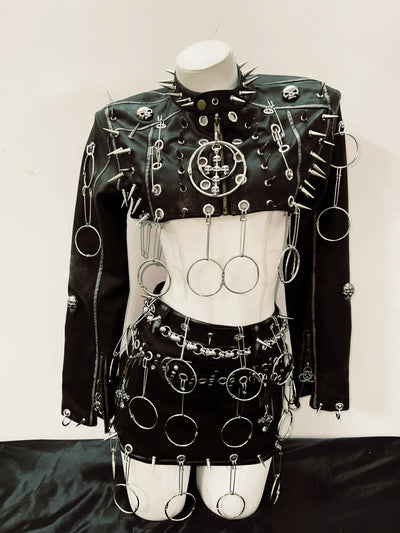 Rivets Jacket Punk Jacket Leather vintage Jacket Skull Jacket  y2k Jacket y2k fashion  gothic Jacket gothic clothes y2k clothes