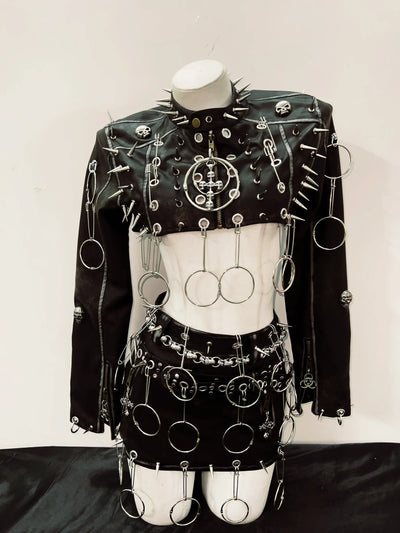 Rivets Jacket Punk Jacket Leather vintage Jacket Skull Jacket  y2k Jacket y2k fashion  gothic Jacket gothic clothes y2k clothes