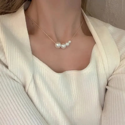 Fashion Alloy/Titanium Steel Pearl Wrapped Double-layer Necklace Bilayer Pearl Pearl Necklace Double Layered Necklace Women
