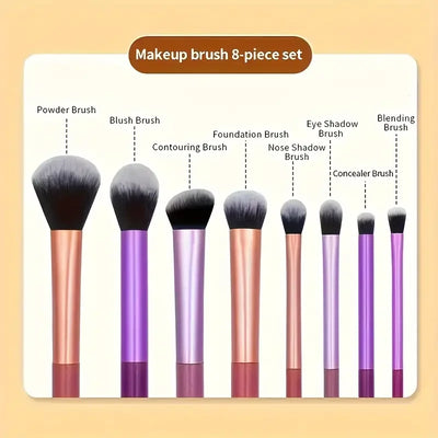 8 professional makeup brushes set, full set of powder brushes, concealer, eye shadow, powder blusher brush, soft makeup brush