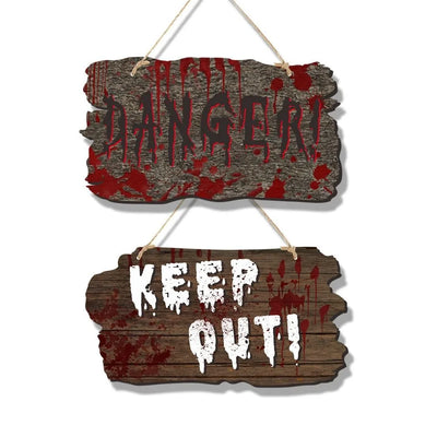 Scary Halloween Blood Handprint Pendant Funny Paper Wooden Door Hanging Decoration Festive Blood Handprint Banner