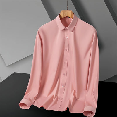 S-8XL New Bamboo Fiber Men Shirt Long Sleeve No Iron Anti-Wrinkle Casual Business Men Shirt Long Sleeve Slim Fit Camisa Social