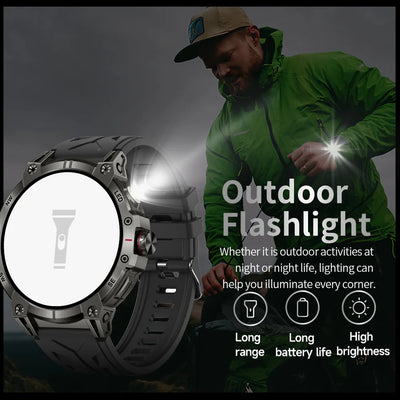 Military Smart Watch Men 760mAh Large Battery LED Flashlight Compass 1.8