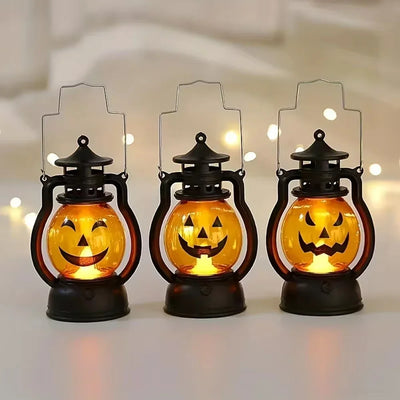 Halloween LED Pumpkin Lantern Decoration, Halloween Party Retro Lamp, Horror Ghost Festival Bar Haunted House Haloween Ornament