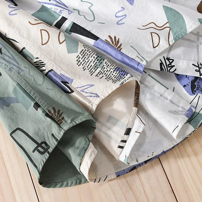 Summer Casual Beach Style Printed Short-sleeved Men Shirt Comfortable Loose Versatile Cardigan