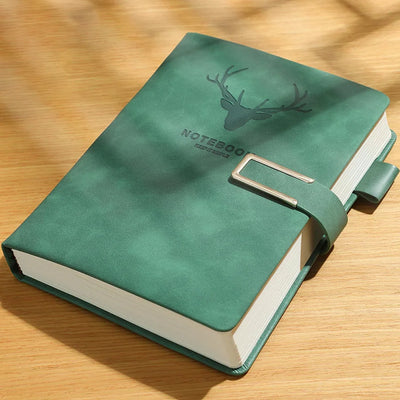200pages A5 Leather Notebook with Leather Notebook Cover, Personalized Soft Cover and Bookmark, Perfect for Business, Meeting